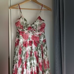 Floral Midi Accordian Pleated Dress By Francesca's